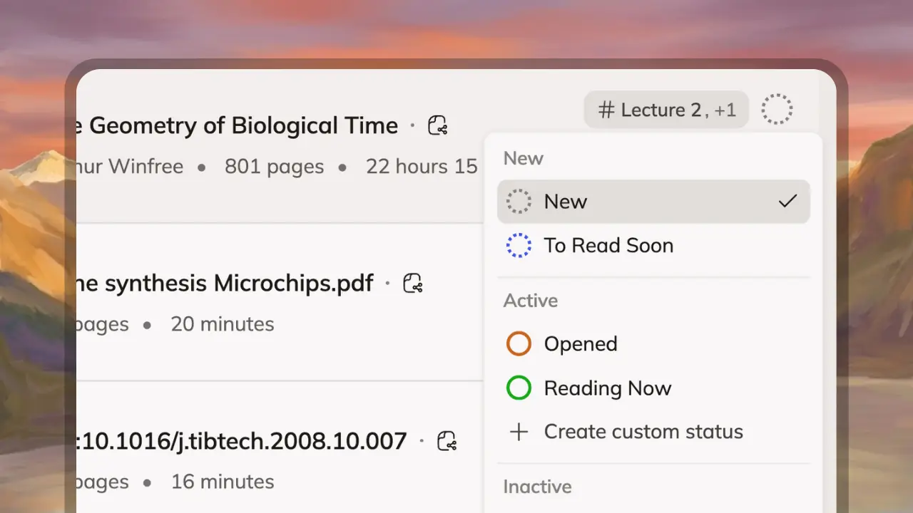 Reading progress feature screenshot